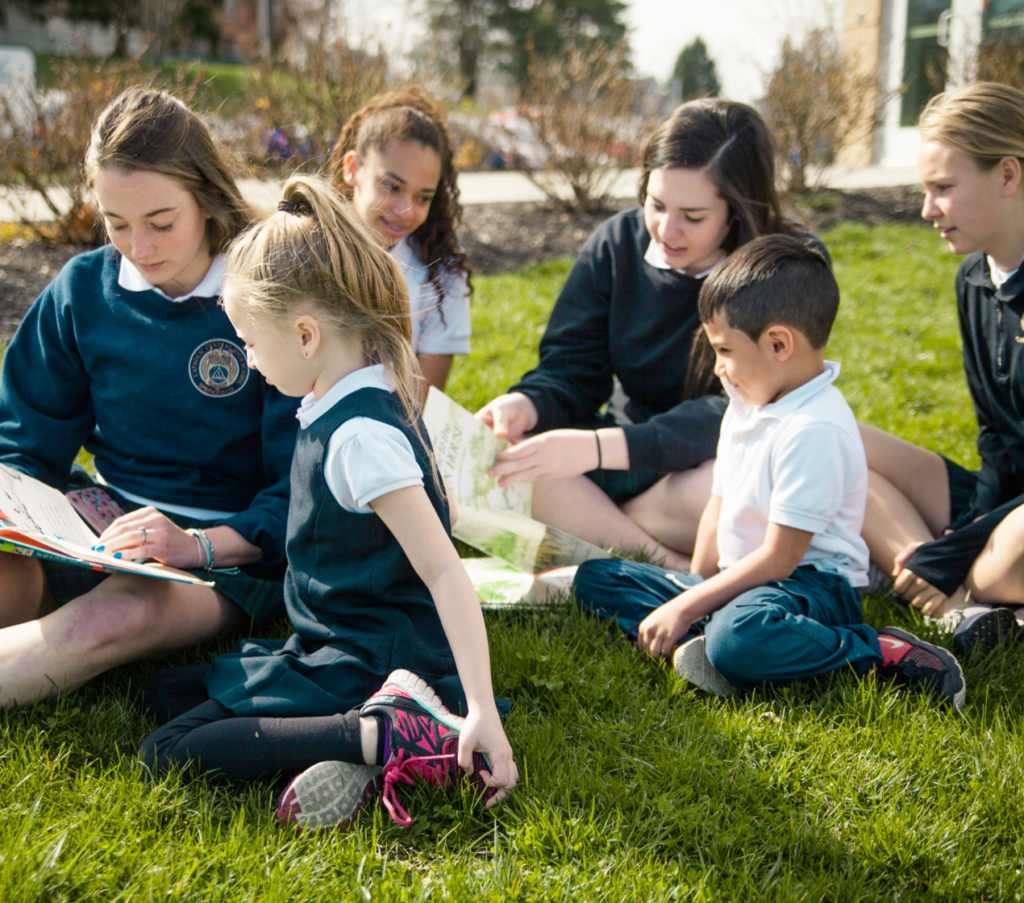 kids on grass